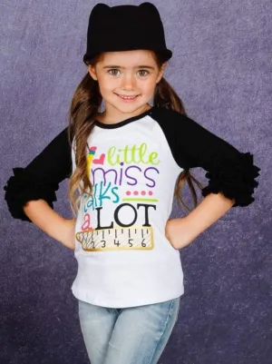 Little Miss Talks a Lot Long Sleeved Raglan Top