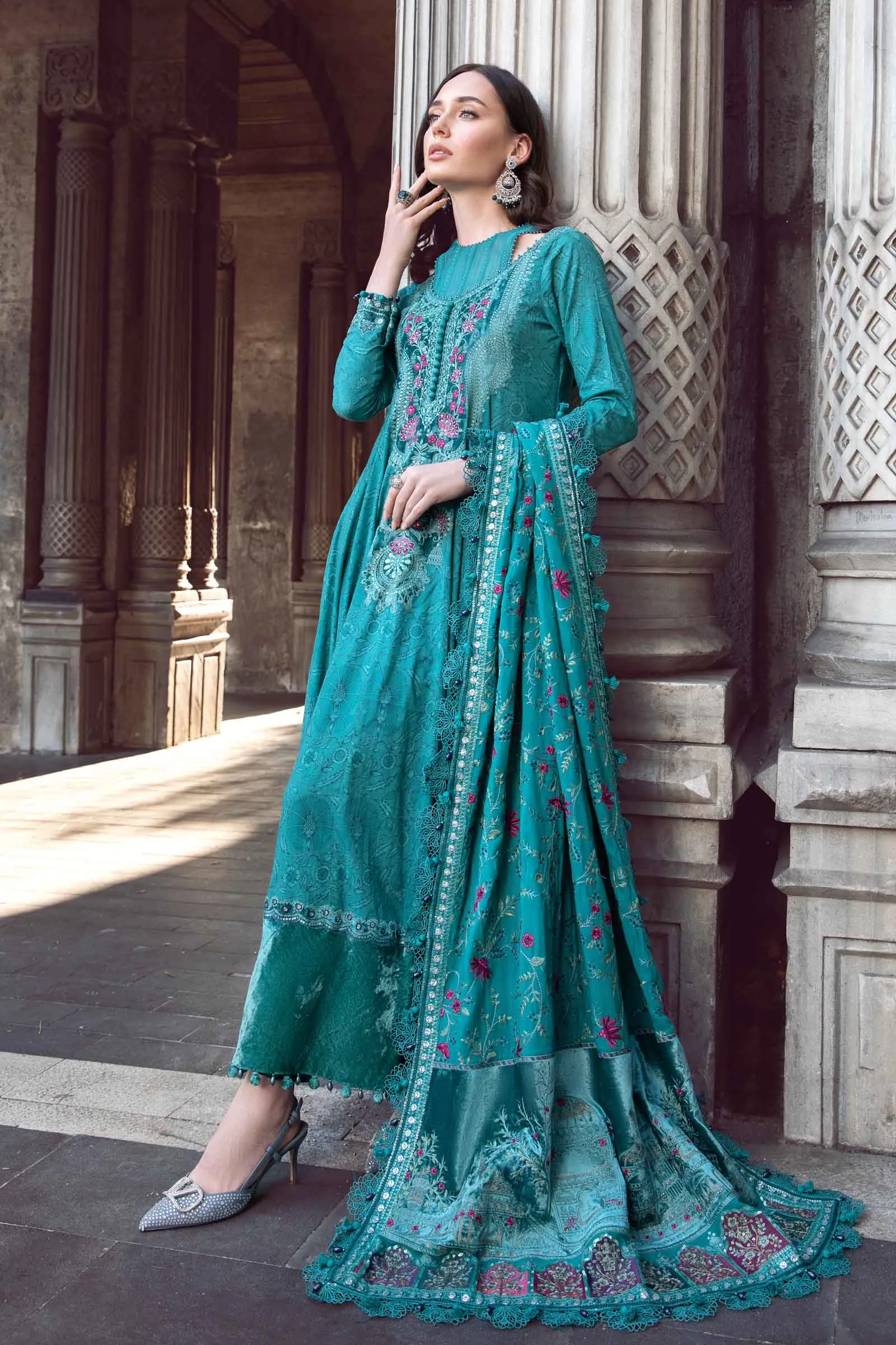 MARIA.B Linen Winter Collection – Teal DL-1105