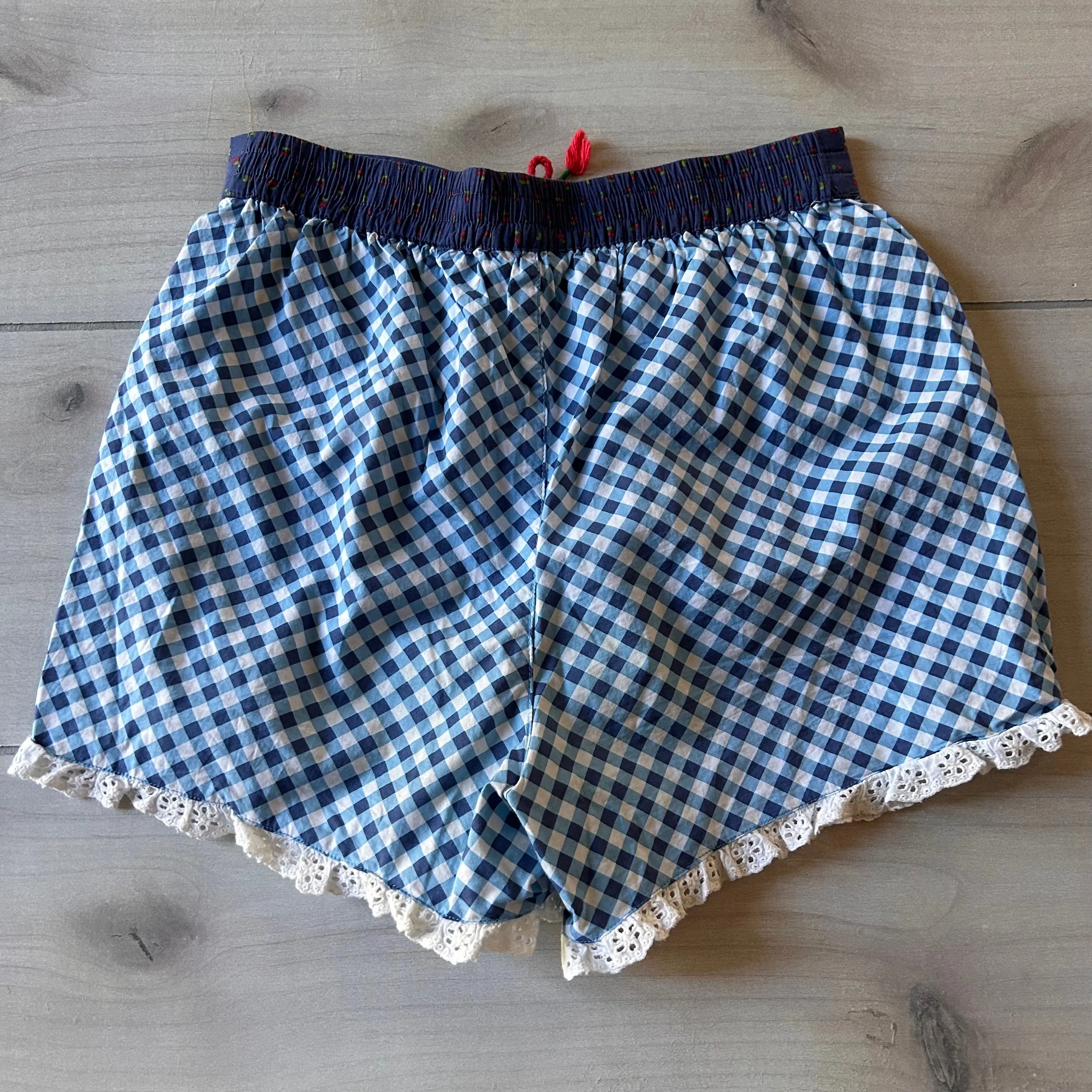 Matilda Jane Plaid Ruffle Shorts with Cheeries