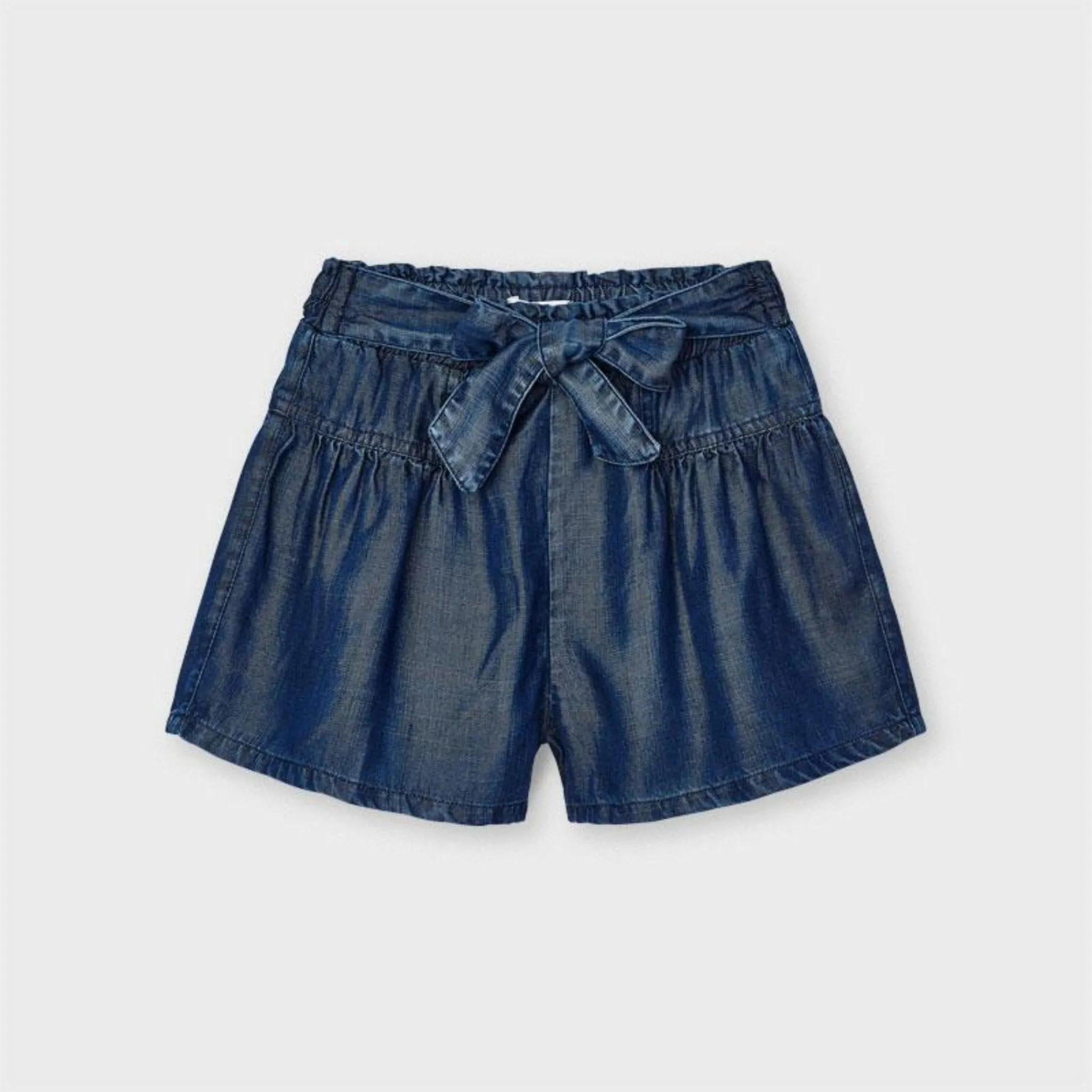 Mayoral Girls Ecofriends Denim Loose Belted Denim Shorts