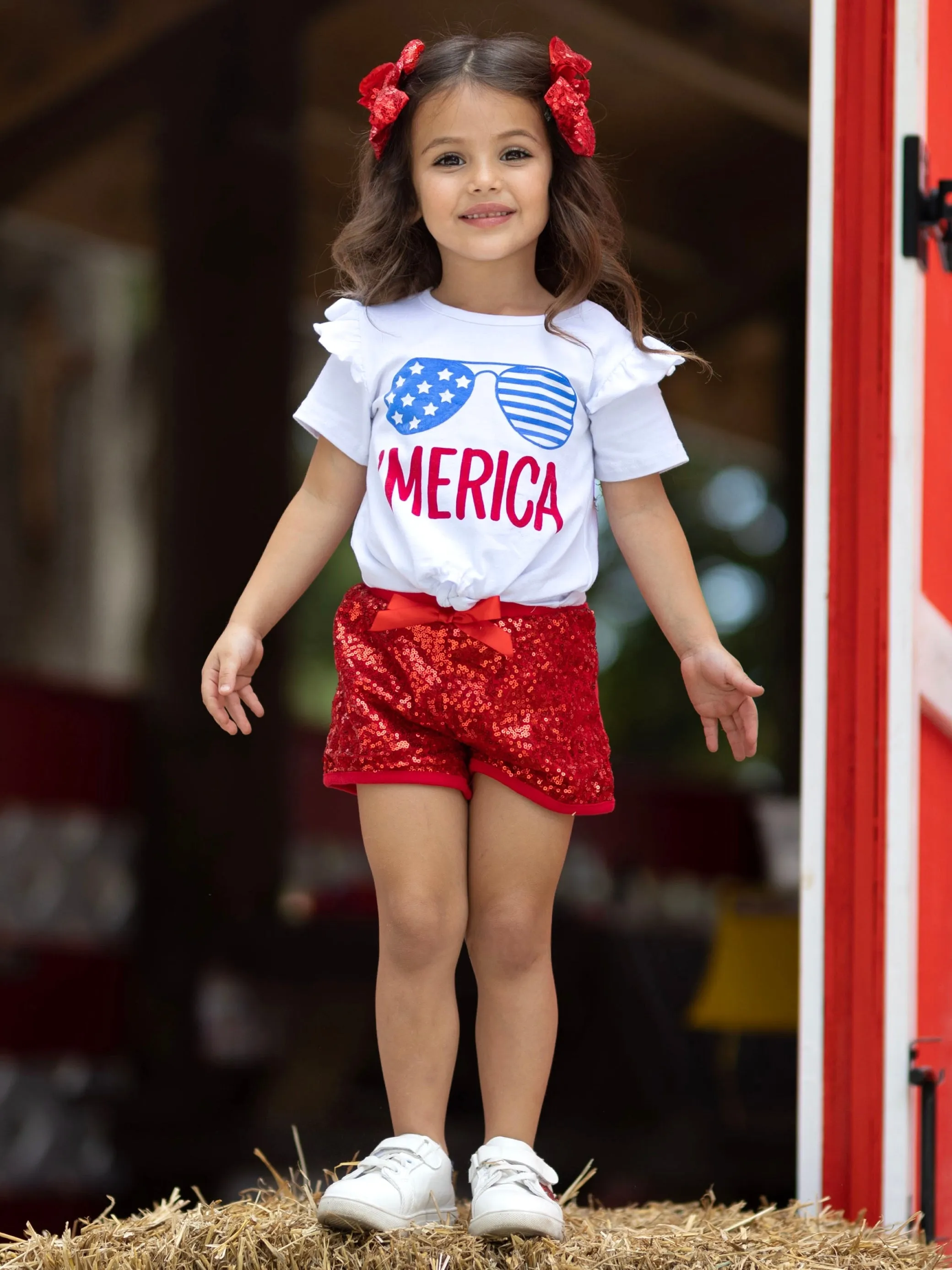 'Merica Sparkle Top and Sequin Short Set