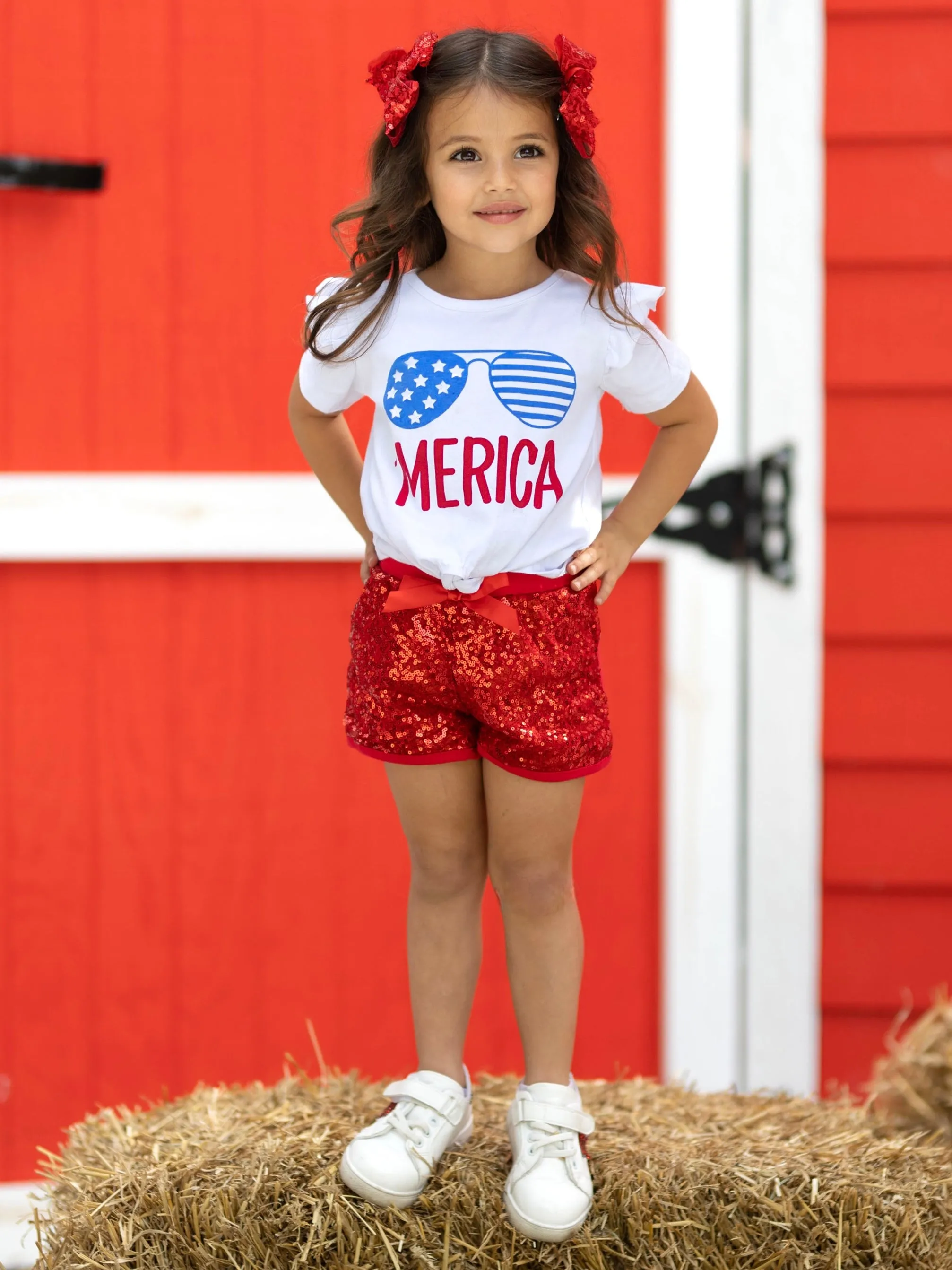 'Merica Sparkle Top and Sequin Short Set