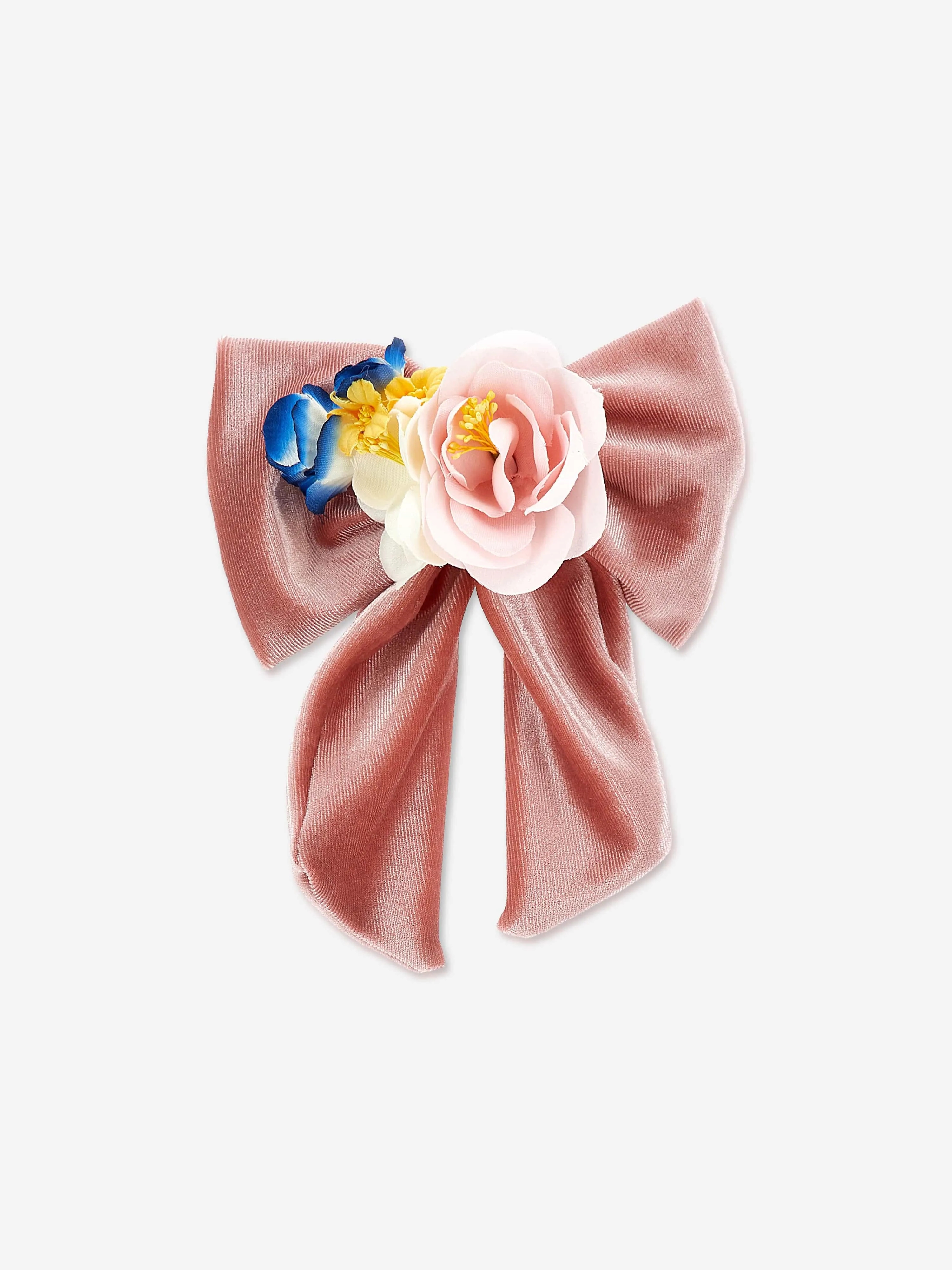 Monnalisa Girls Bouquet Velvet Bow Clip in Pink