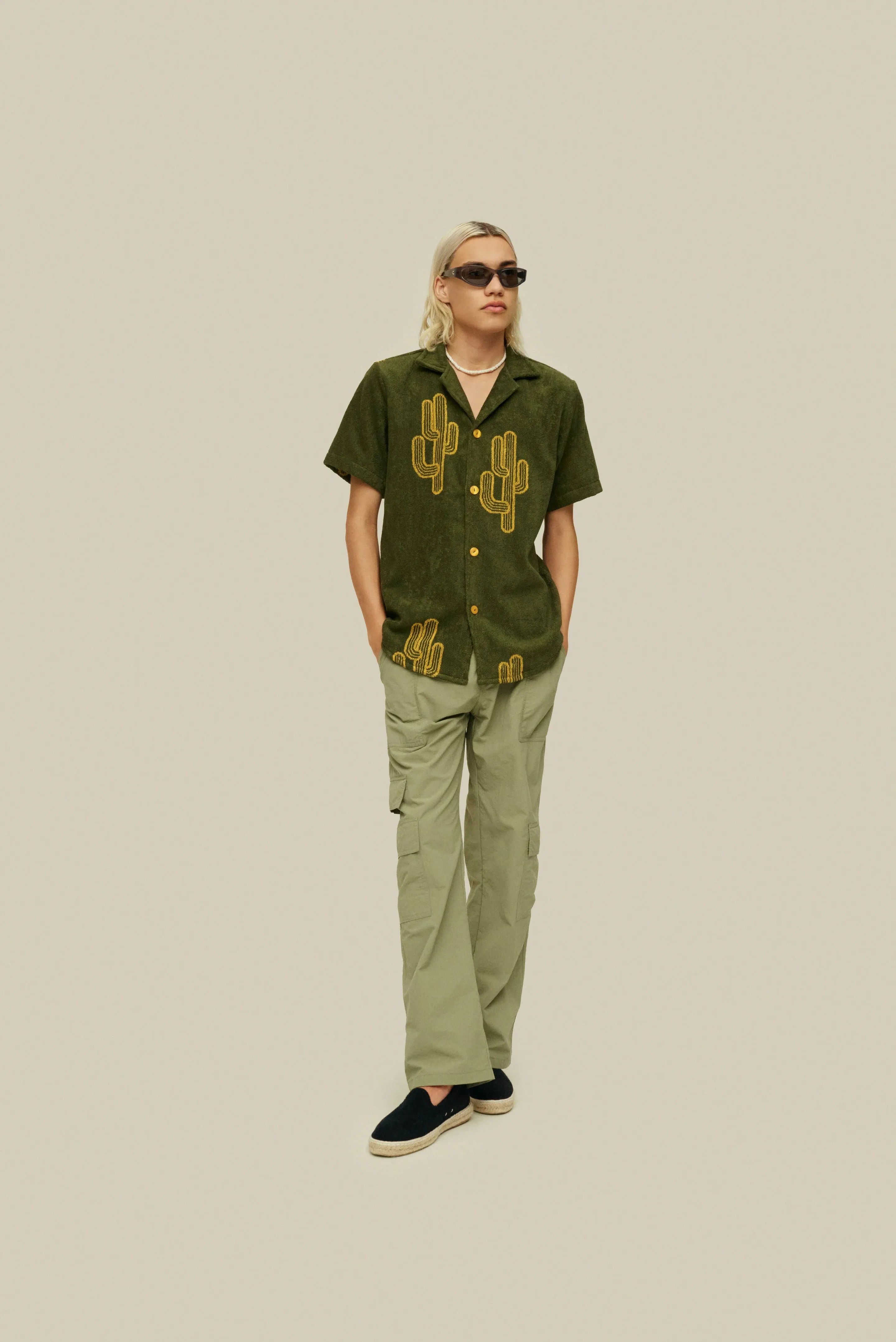 OAS Mezcal Cuba Terry Short Sleeve Shirt in Green