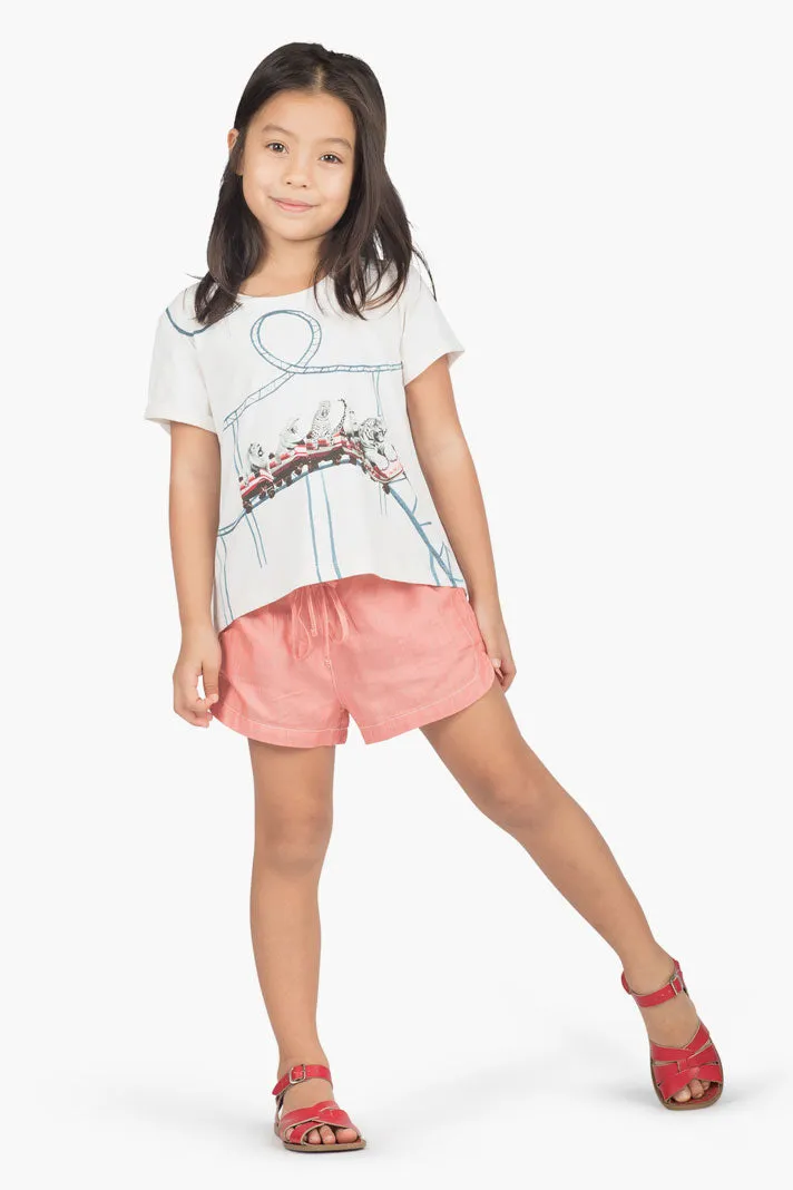 Paper Wings Pink Chambray Girls Shorts