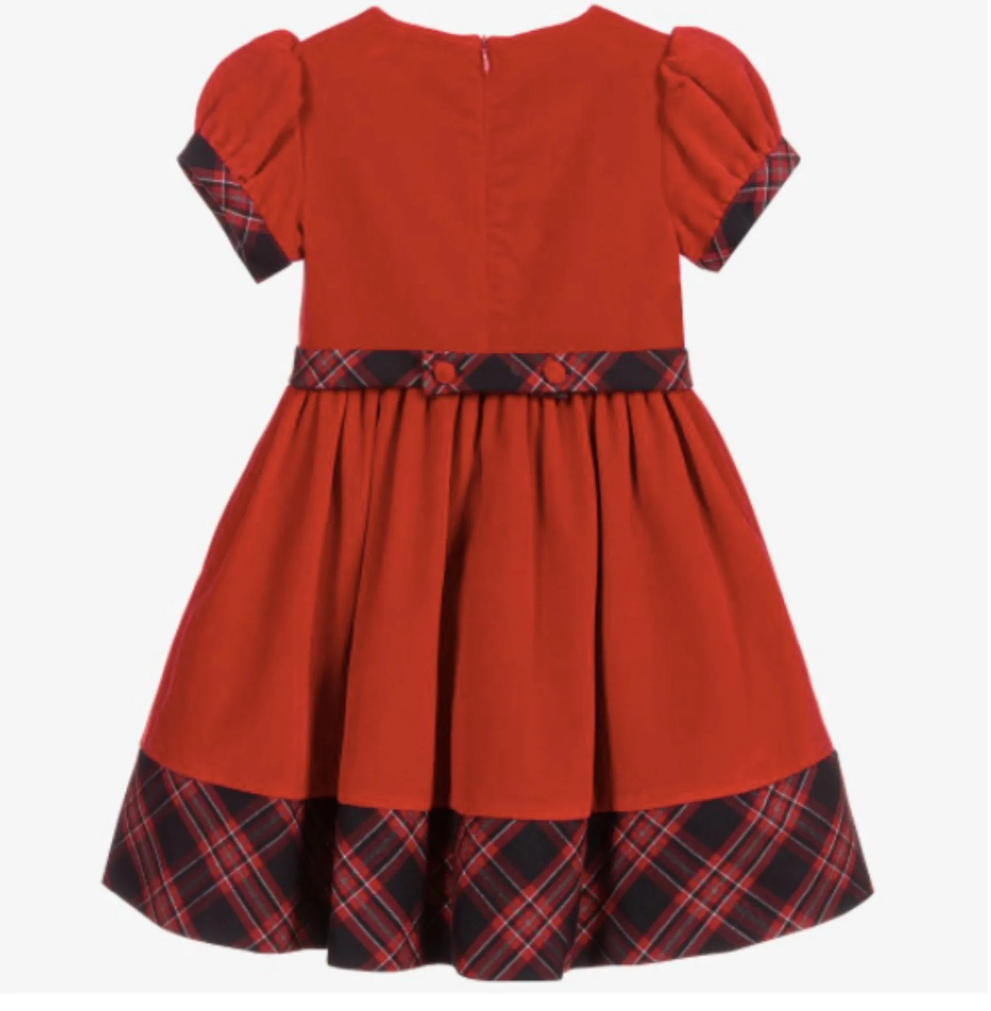 Patachou Girls Red Velvet Tartan Dress