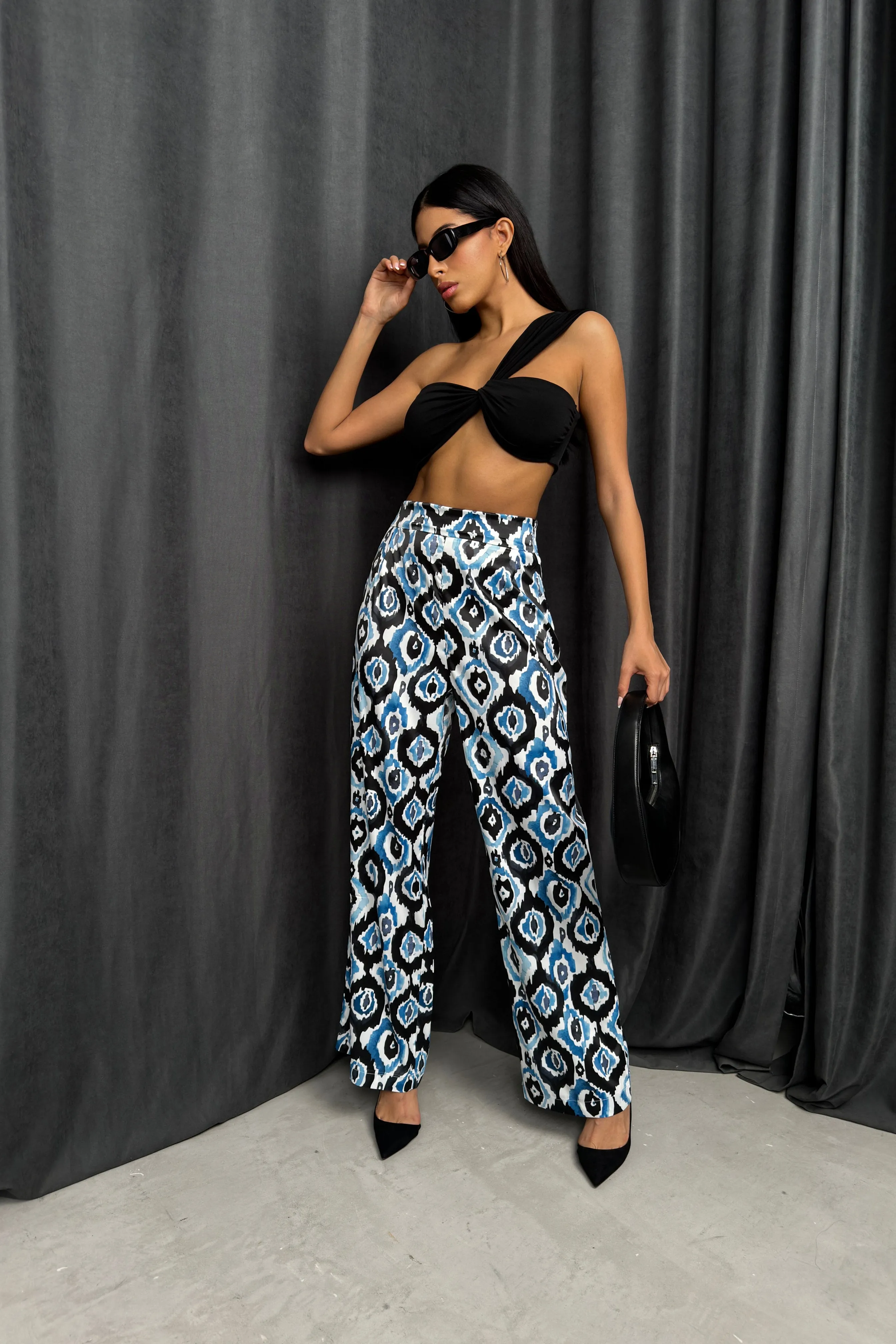 Patterned Satin Trousers