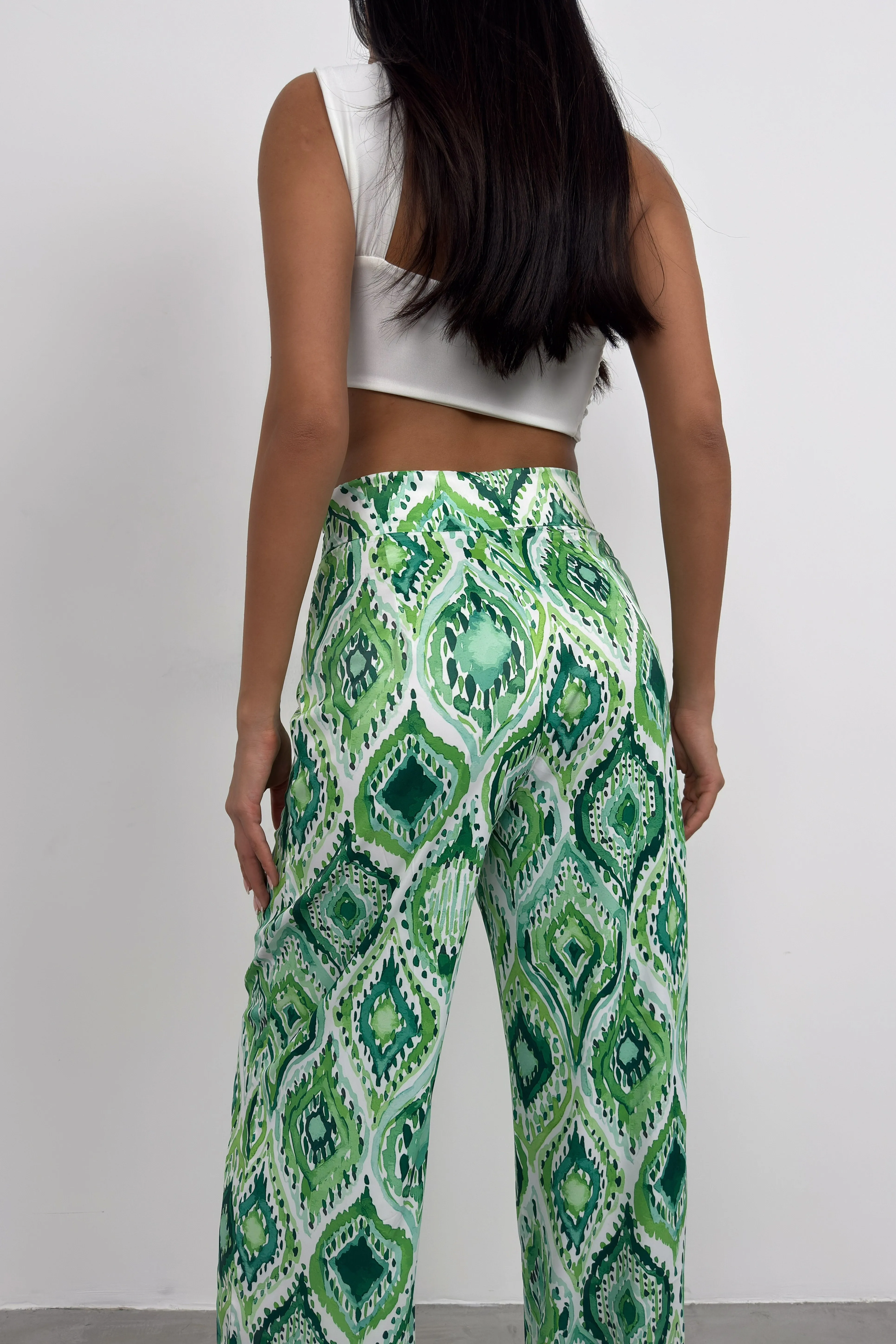 Patterned Satin Trousers