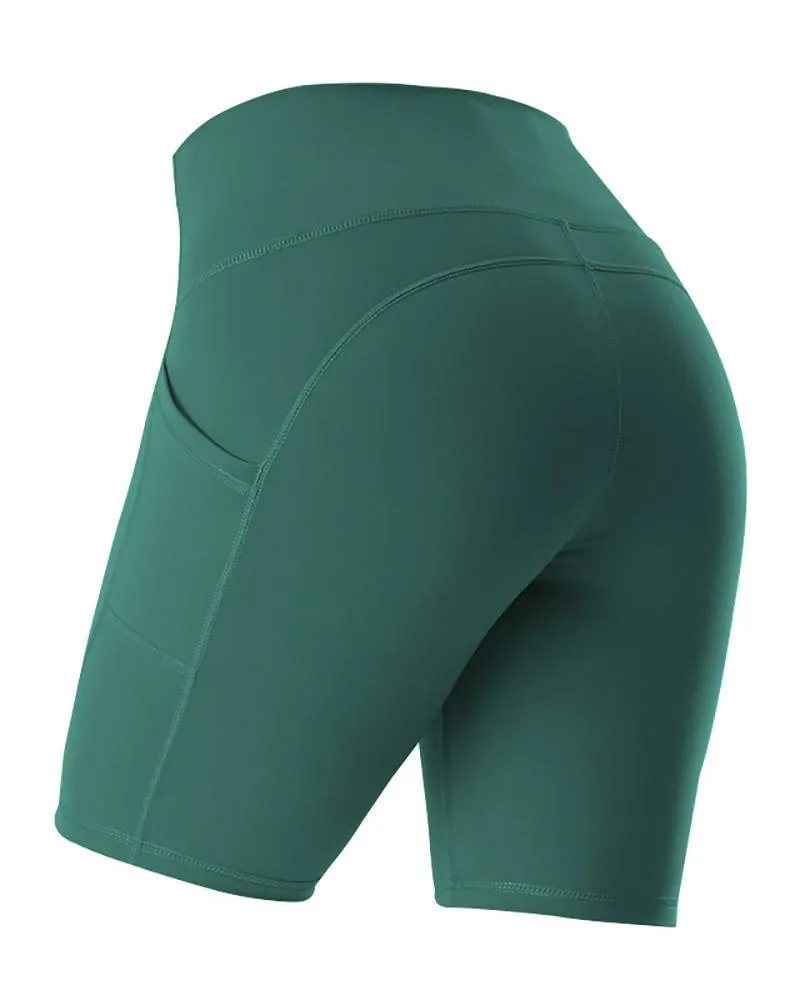 Pocket Design High Waisted Pocket Design Butt Lifting Yoga Shorts