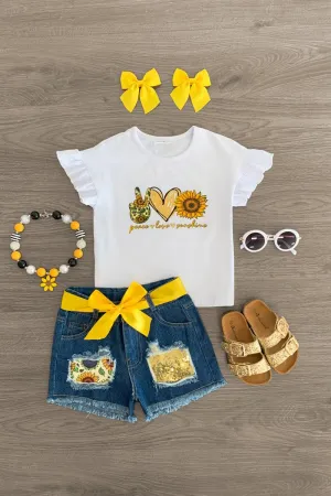 "Peace, Love, Sunshine" Denim Short Set