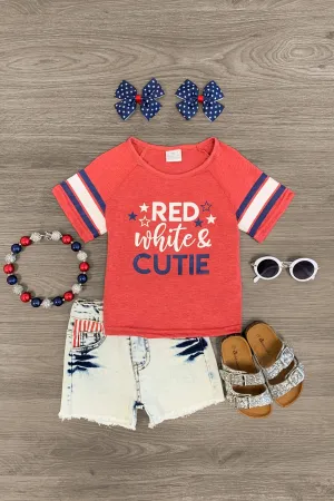 "Red White & Cutie" Red Short Set