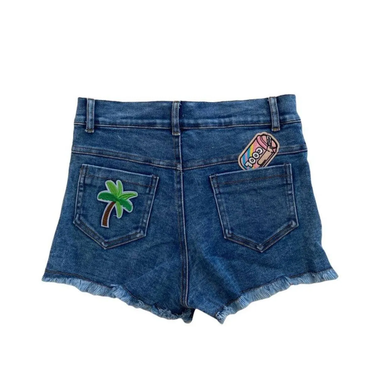 Rainbow Buttons Denim Shorts