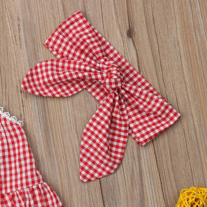 Red Gingham Shorts Set