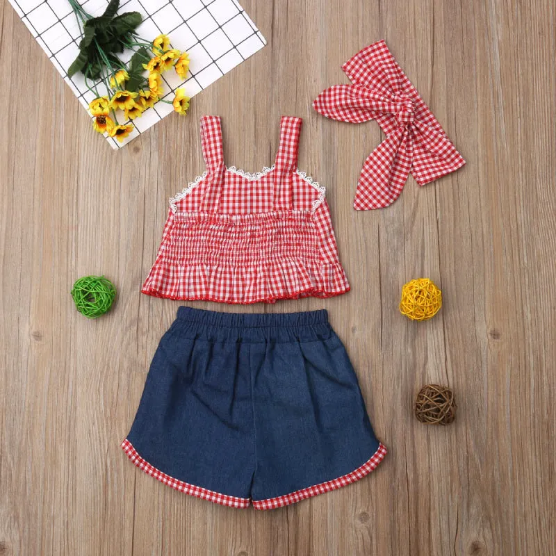 Red Gingham Shorts Set