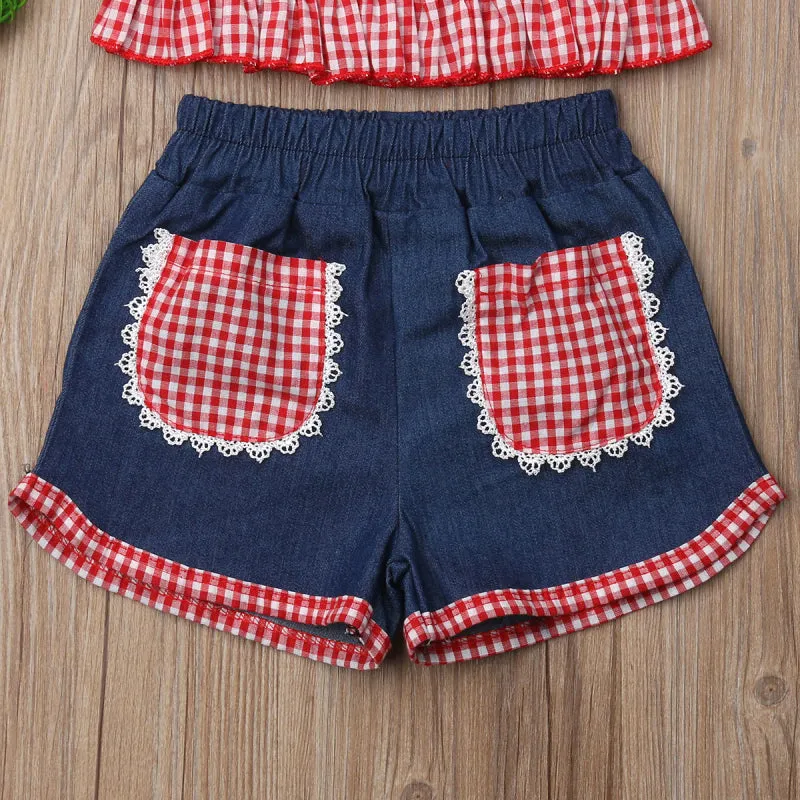 Red Gingham Shorts Set