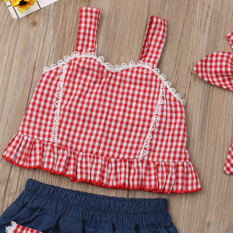 Red Gingham Shorts Set