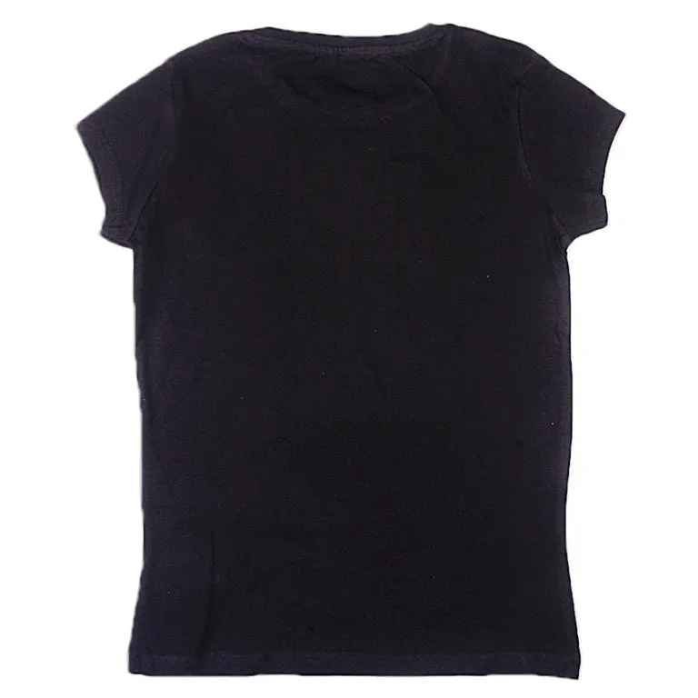 REDTAG Black Graphic T-Shirt for Girls