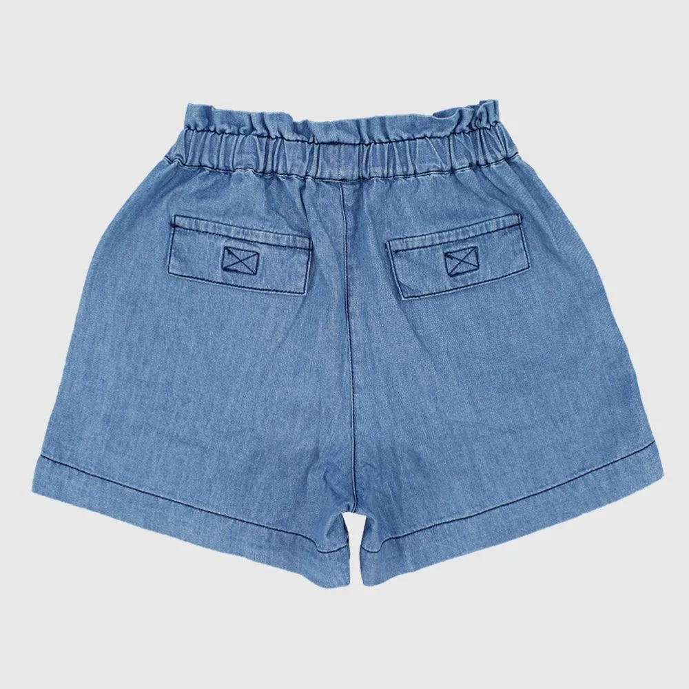 Ruffled Waist Jean Shorts