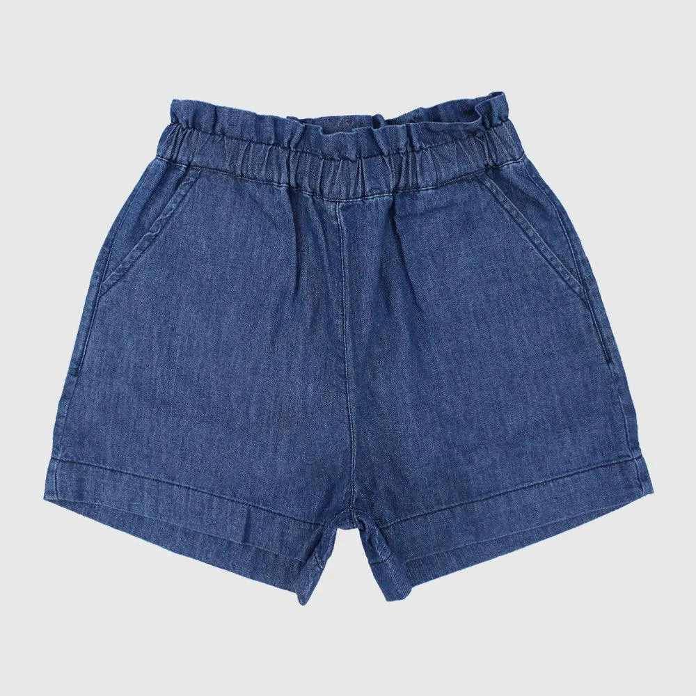 Ruffled Waist Jean Shorts