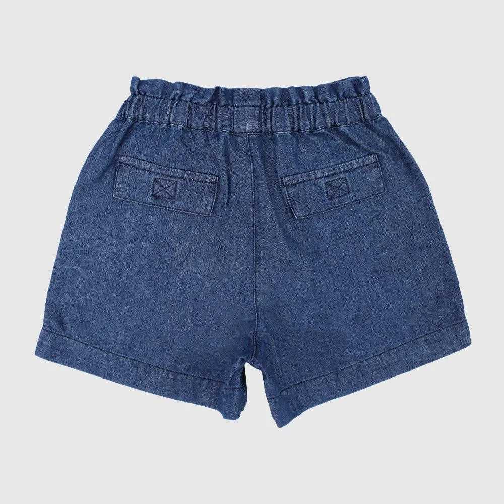 Ruffled Waist Jean Shorts