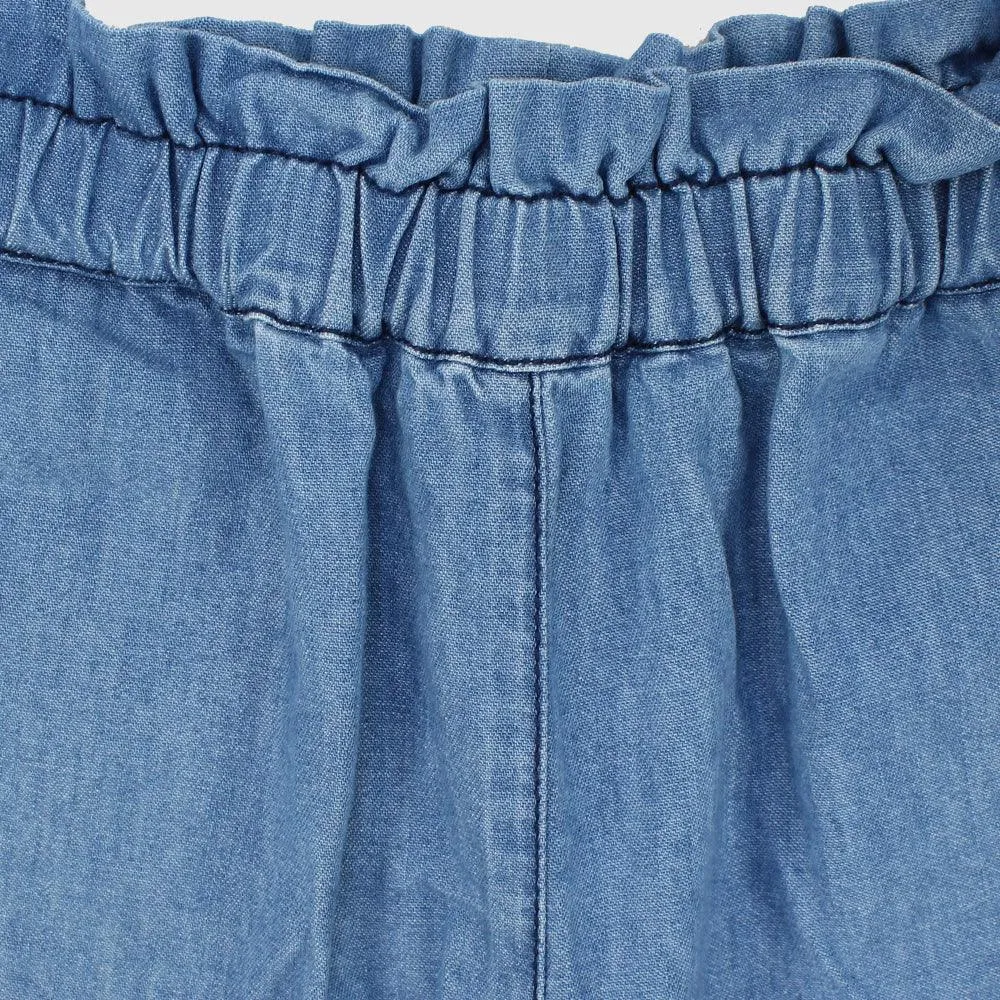 Ruffled Waist Jean Shorts