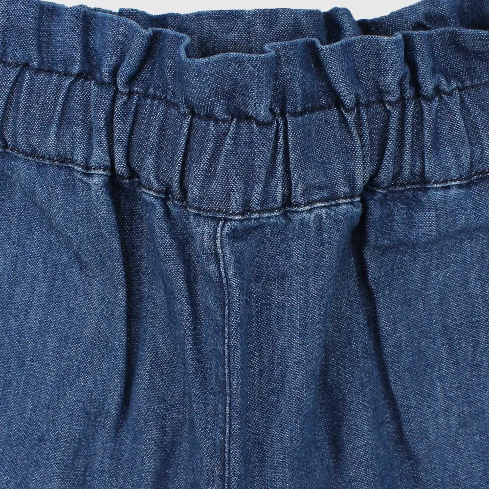 Ruffled Waist Jean Shorts