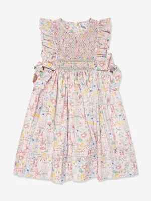 Sarah Louise Girls Embroidered Dress in Multicolour