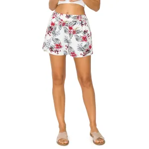 Smocked High Waisted Linen Shorts - Floral