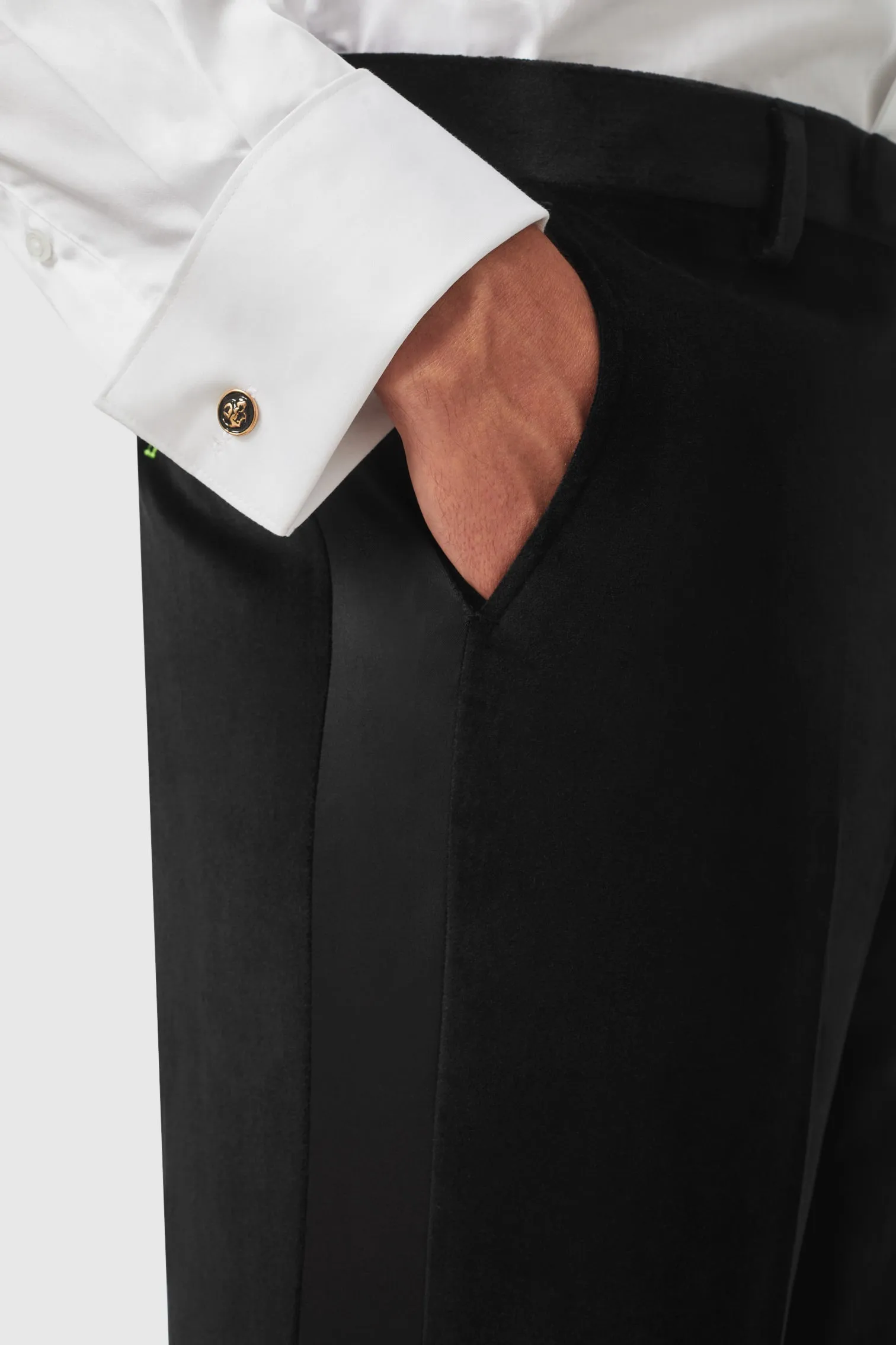 Sylvester Skinny Fit Black Velvet Tuxedo Trousers