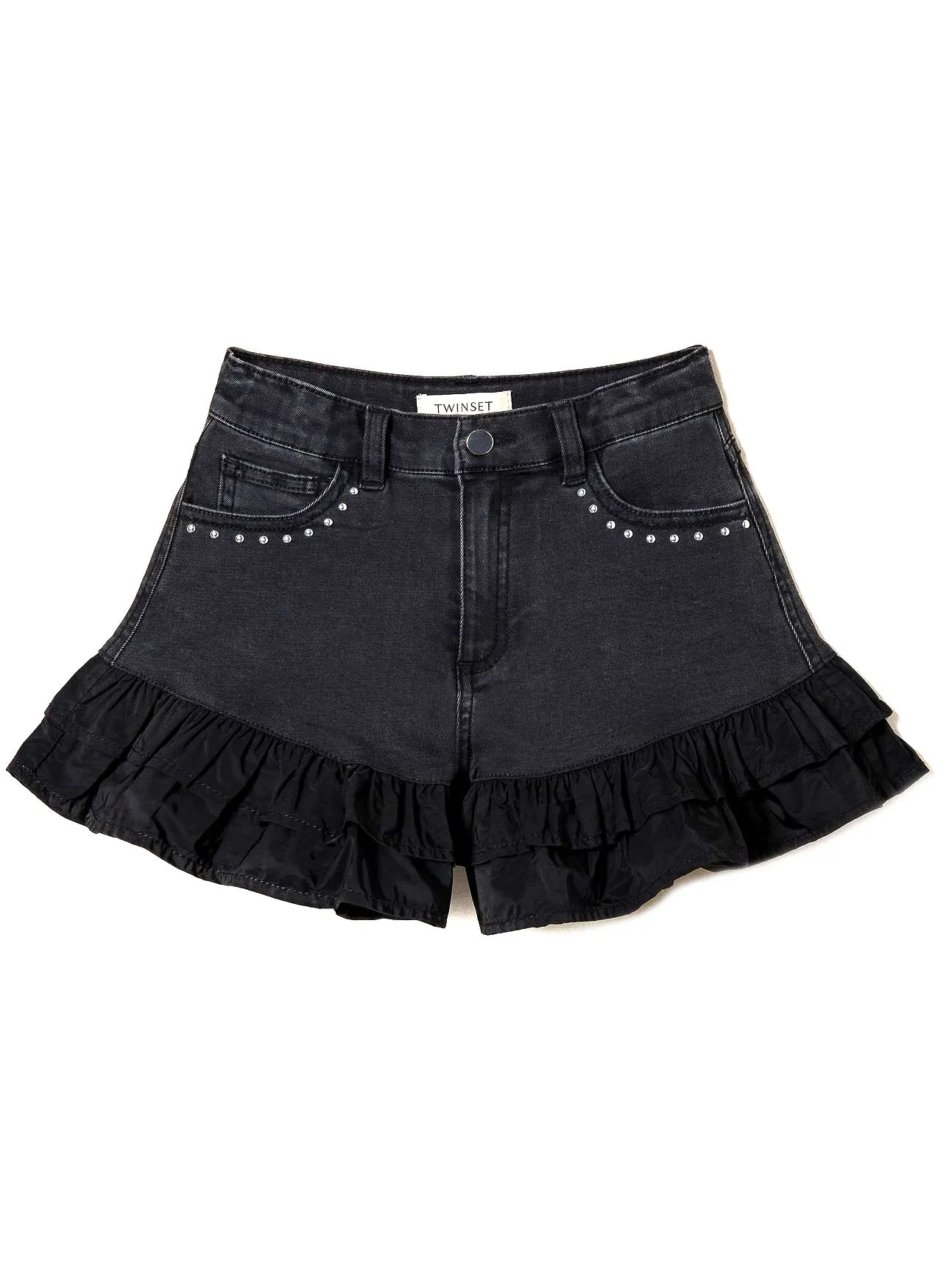 Twinset girls' denim shorts with ruffles