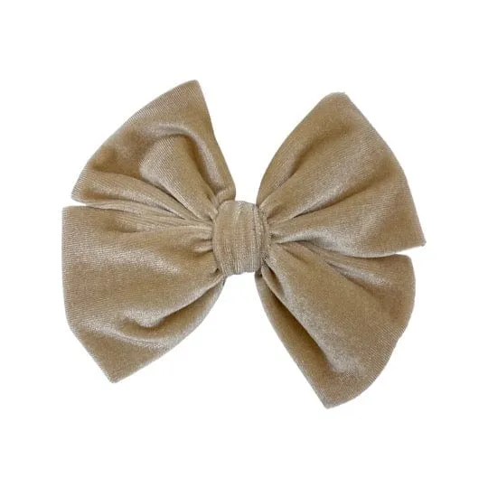 Velvet Fancy Butterfly Bow - Beige