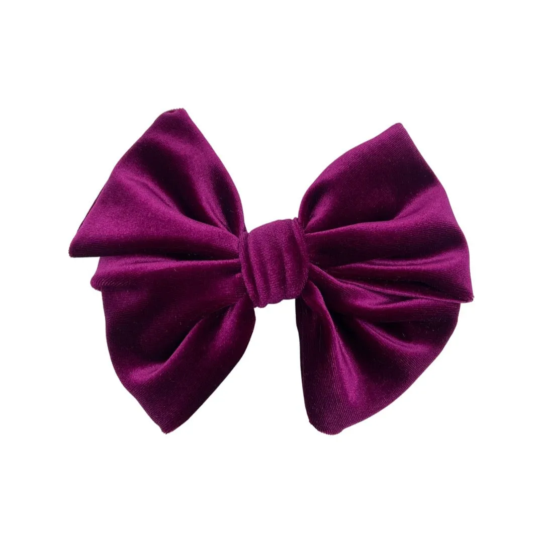 Velvet Fancy Butterfly Bow - Magenta