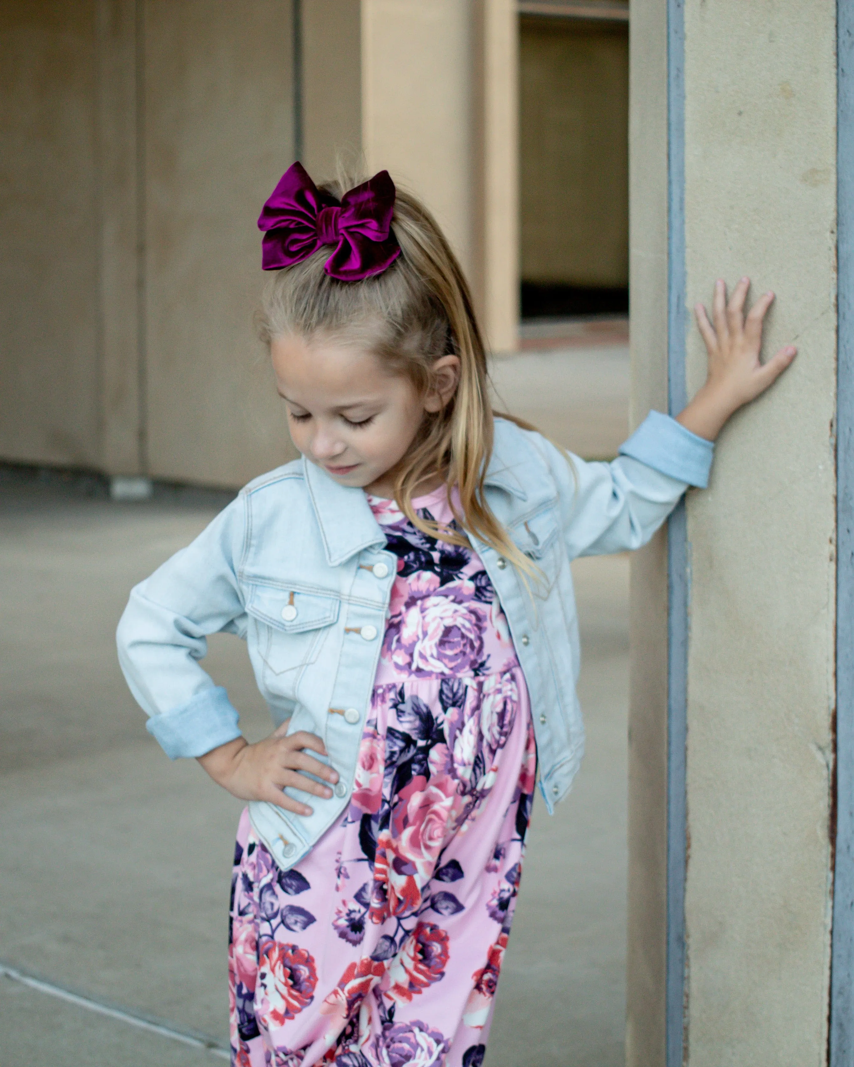 Velvet Fancy Butterfly Bow - Magenta