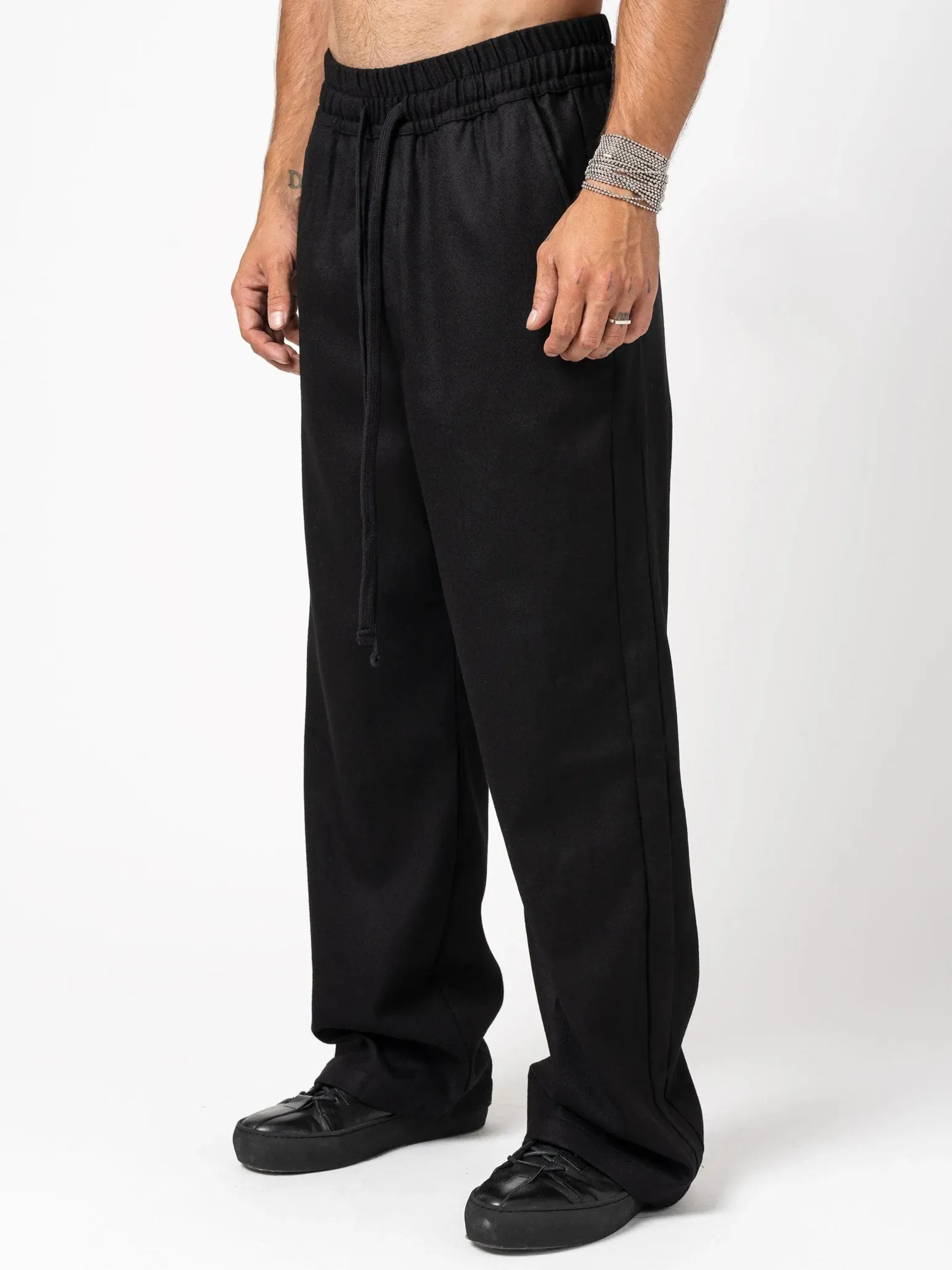 Wide leg wool trousers