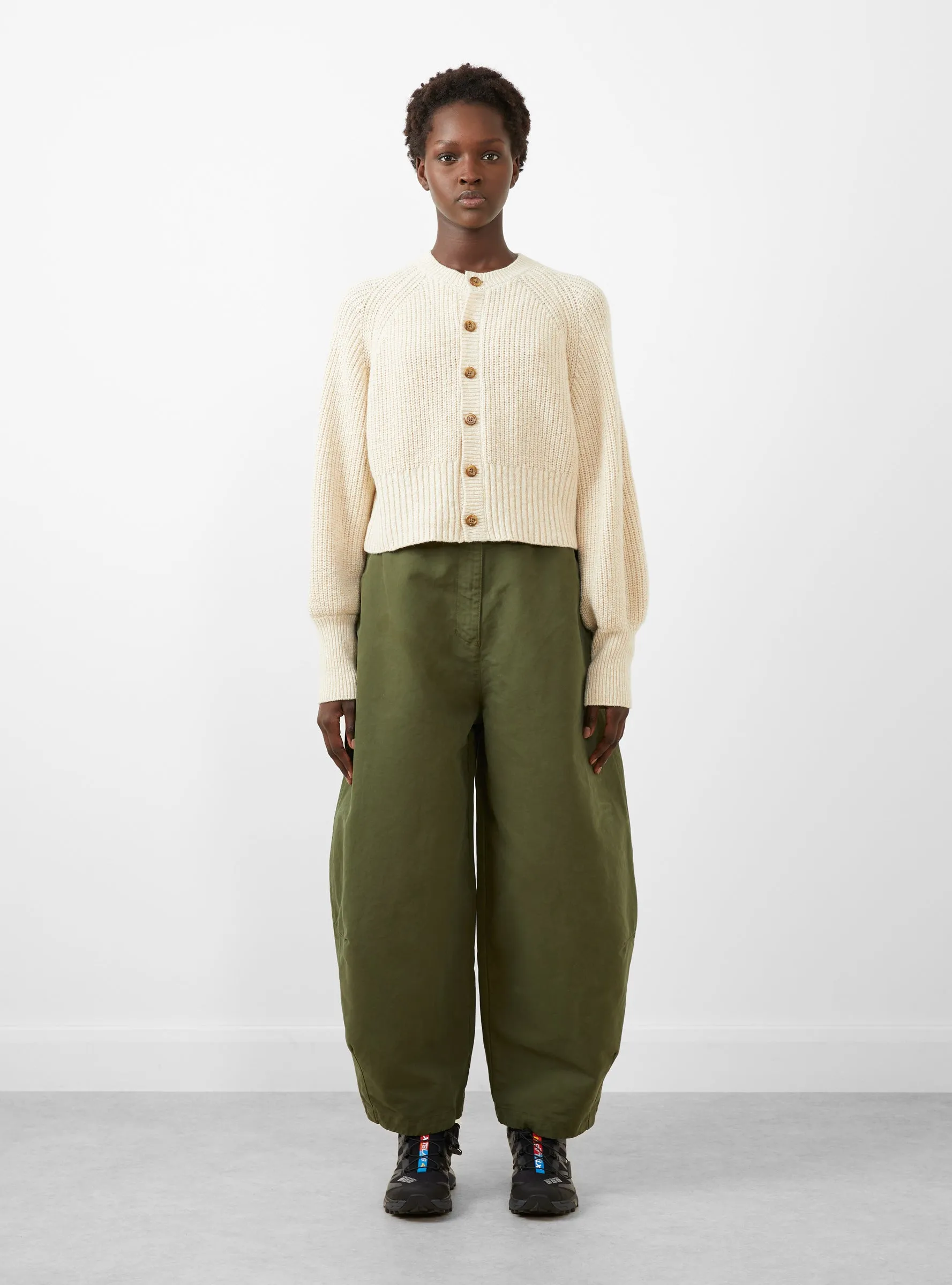 Wide Track Pants With Engineered Leg Dark Olive