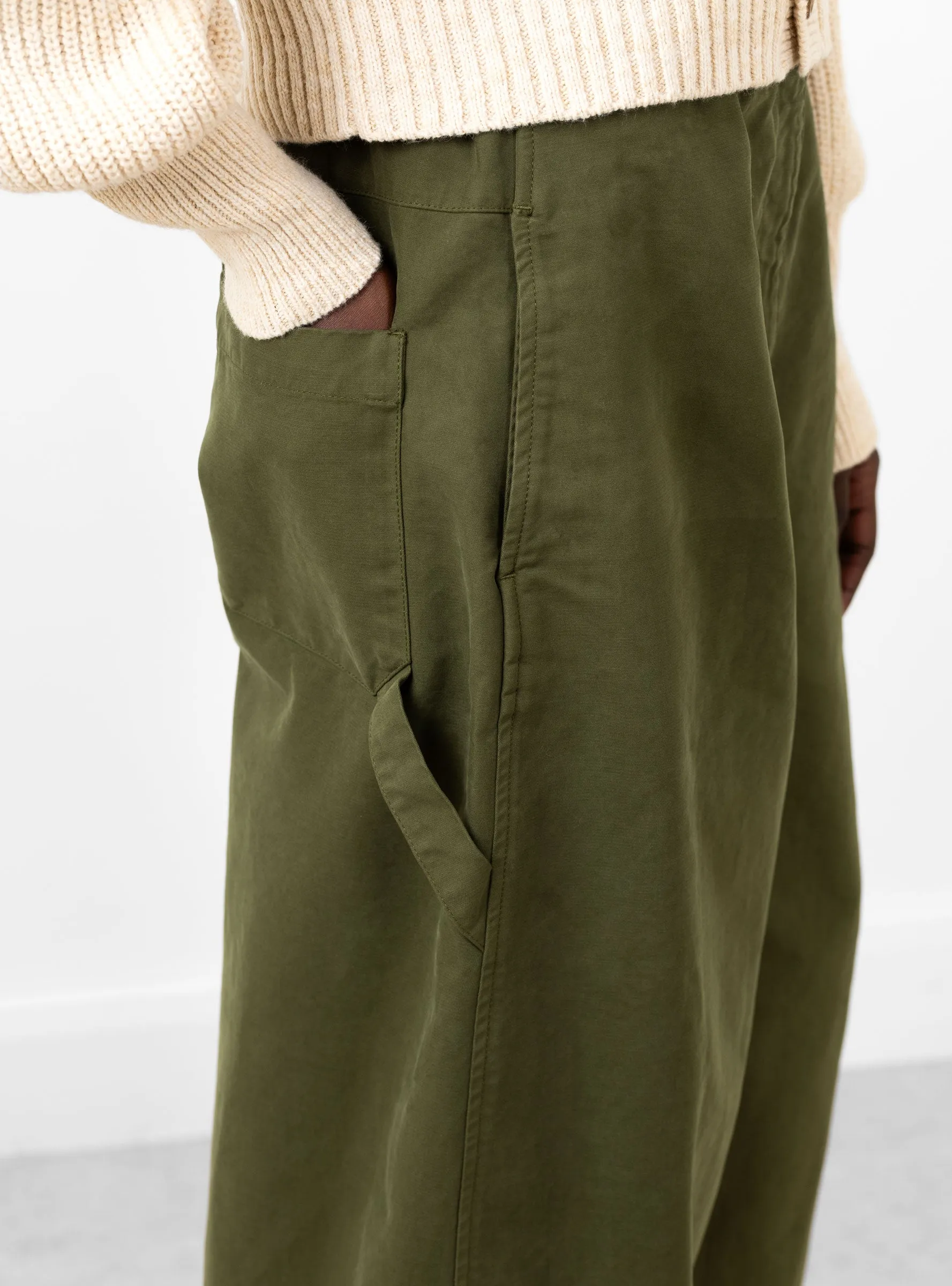 Wide Track Pants With Engineered Leg Dark Olive