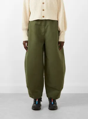 Wide Track Pants With Engineered Leg Dark Olive