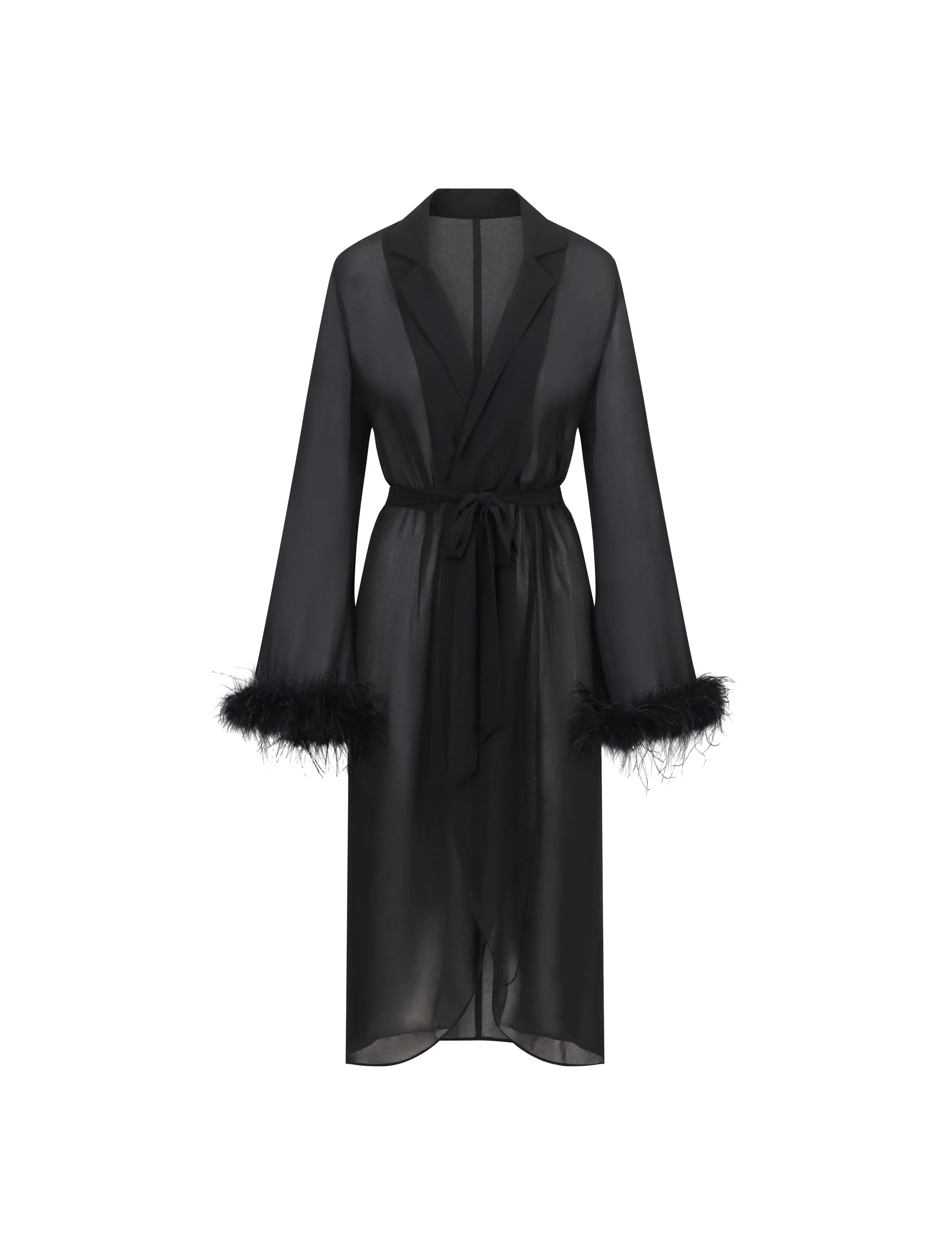 WOMENS OSTRICH FEATHER TRIMMED WRAP DRESS